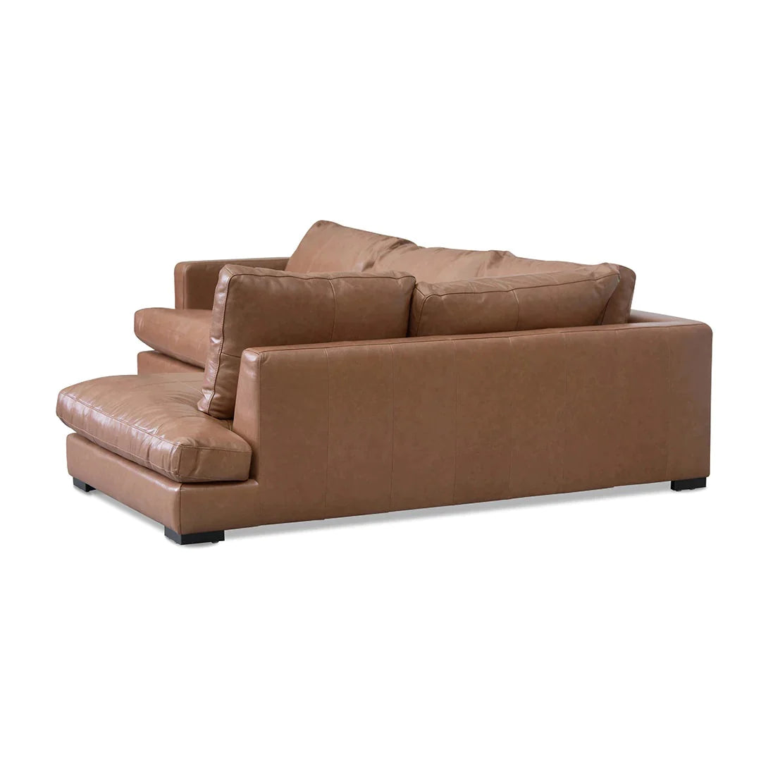 Pearson 4 Seater Right Chaise Leather Sofa - Caramel Brown