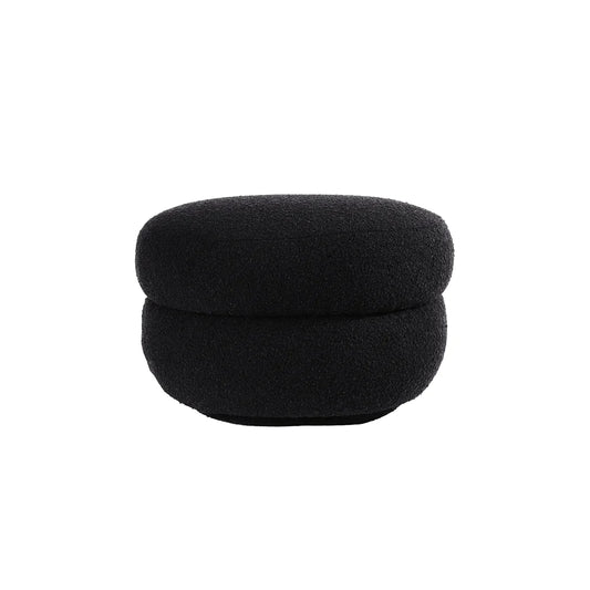 Abbey Foot Stool - Black Boucle