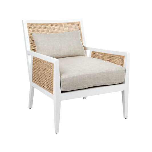 Newport White Rattan Arm Chair