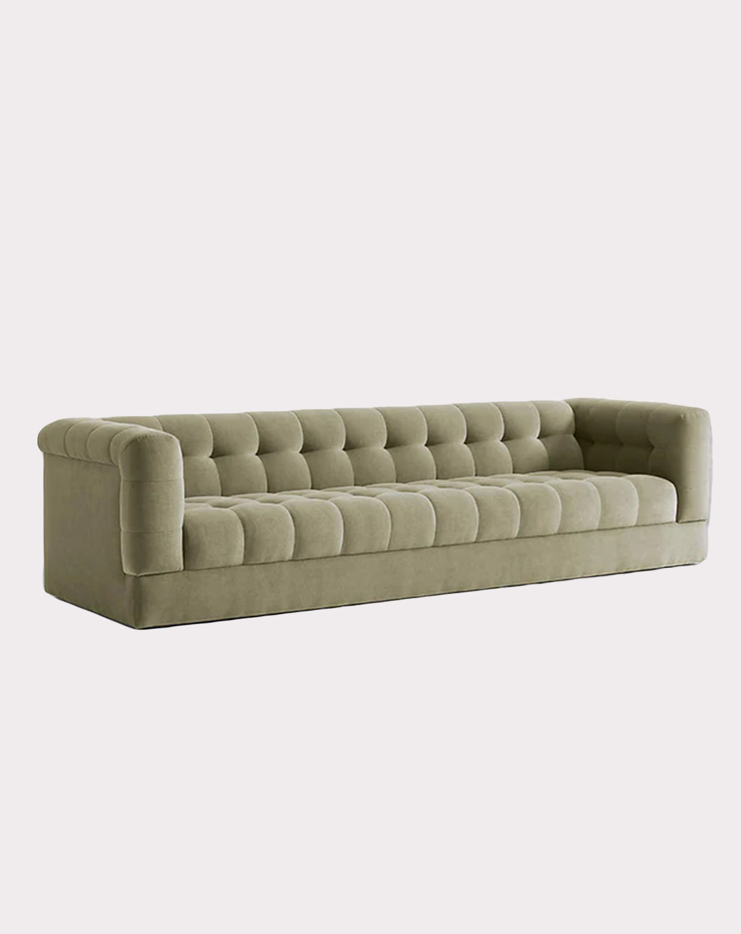 Olive Green Velvet Tufted Sofa